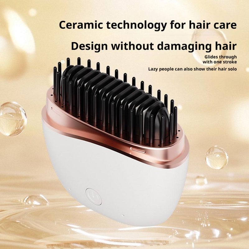 Mini Hair Straightener, Cordless Mini Straightener Brush with Fast Heating, Double-sided Ceramic Plates, Portable Travel Hair Tool, 3 Temperature Settings (white) - Image 3